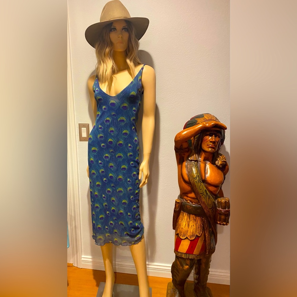 Peacock slip dress